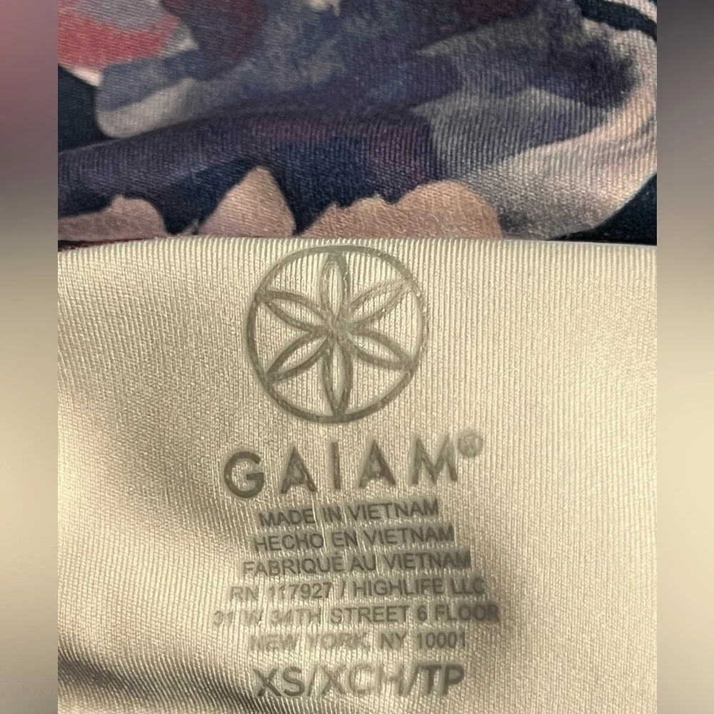 Gaiam Floral Blue Pink Purple Women's Sports Bra with Spaghetti Strap NWT
